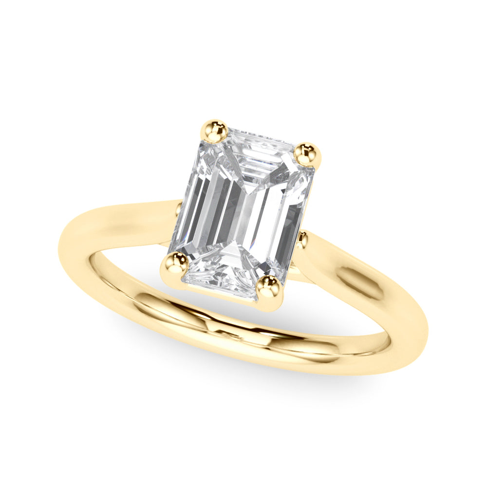 Exquisite Solitaire Cut Emerald Diamond Engagement Ring — 9K/18K Gold & Platinum