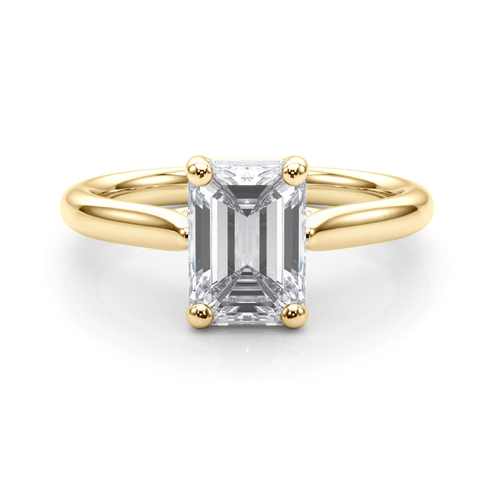 Exquisite Solitaire Cut Emerald Diamond Engagement Ring — 9K/18K Gold & Platinum