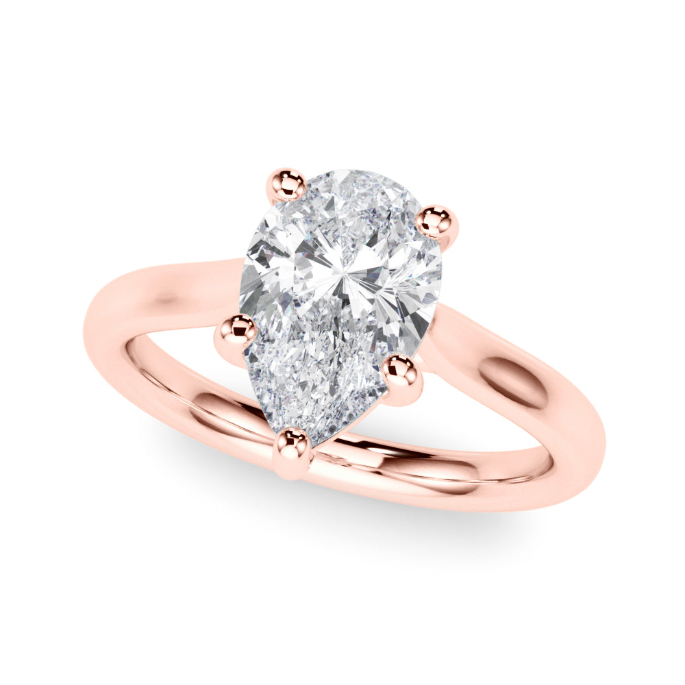 Regal Solitaire Shape Pear Diamond Engagement Ring — 9K/18K Gold & Platinum