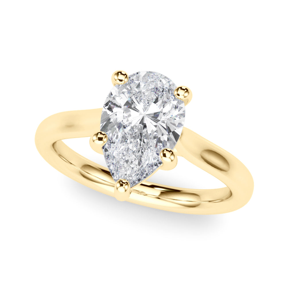 Regal Solitaire Shape Pear Diamond Engagement Ring — 9K/18K Gold & Platinum