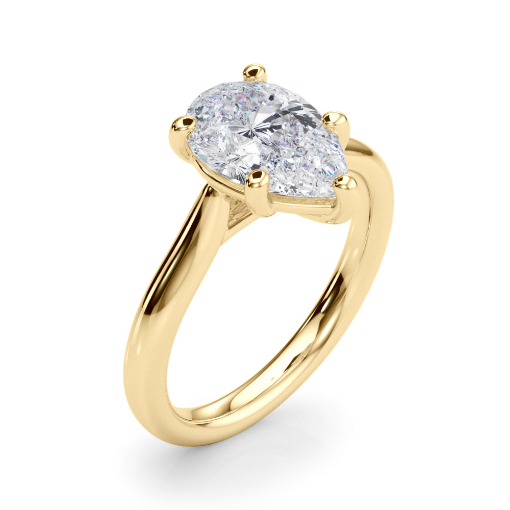 Regal Solitaire Shape Pear Diamond Engagement Ring — 9K/18K Gold & Platinum