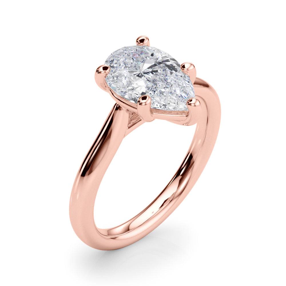 Regal Solitaire Shape Pear Diamond Engagement Ring — 9K/18K Gold & Platinum