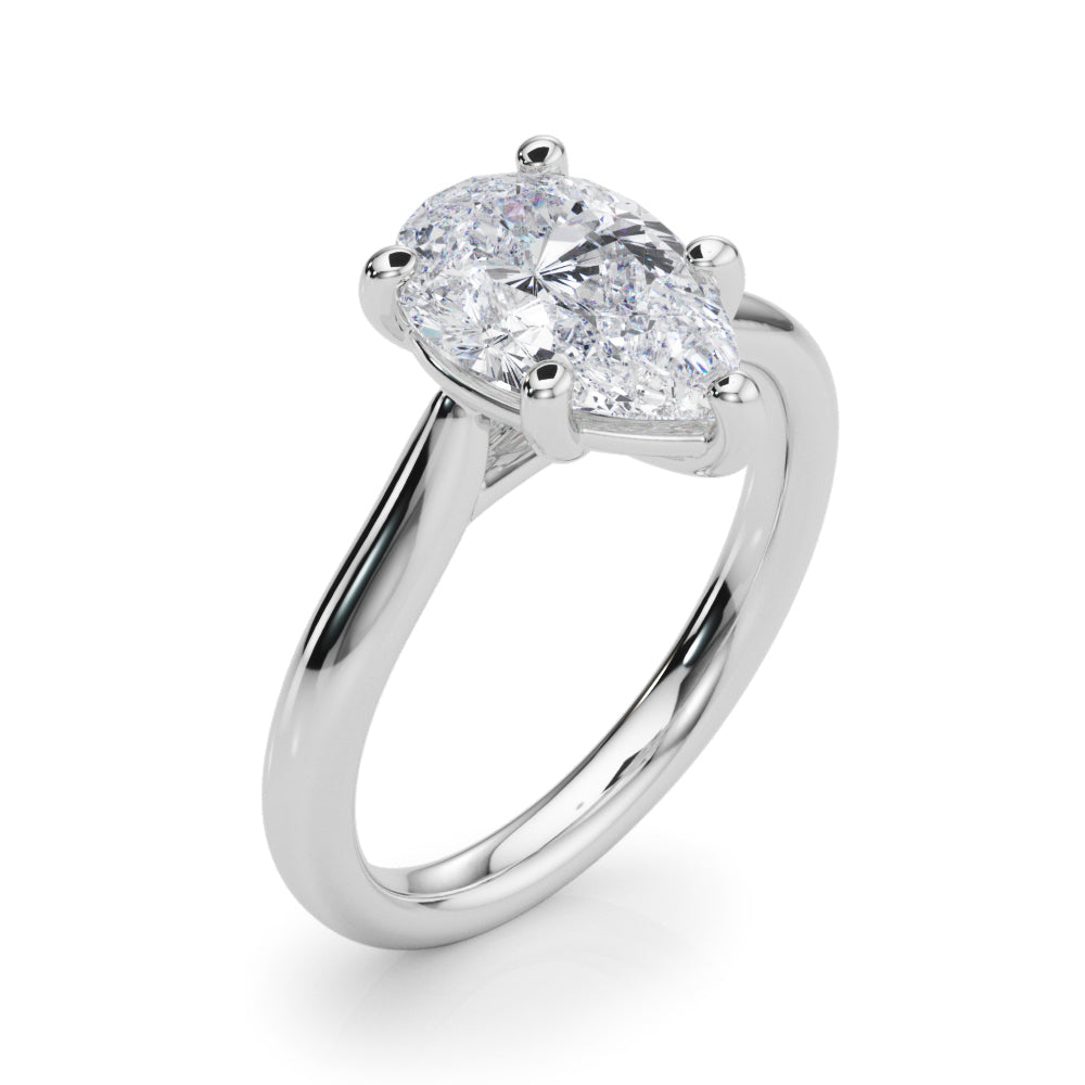 Regal Solitaire Shape Pear Diamond Engagement Ring — 9K/18K Gold & Platinum
