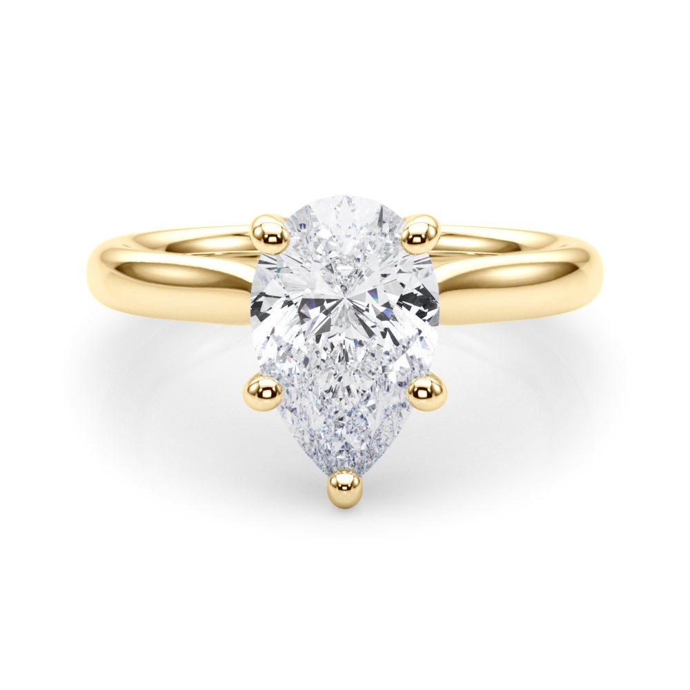 Regal Solitaire Shape Pear Diamond Engagement Ring — 9K/18K Gold & Platinum