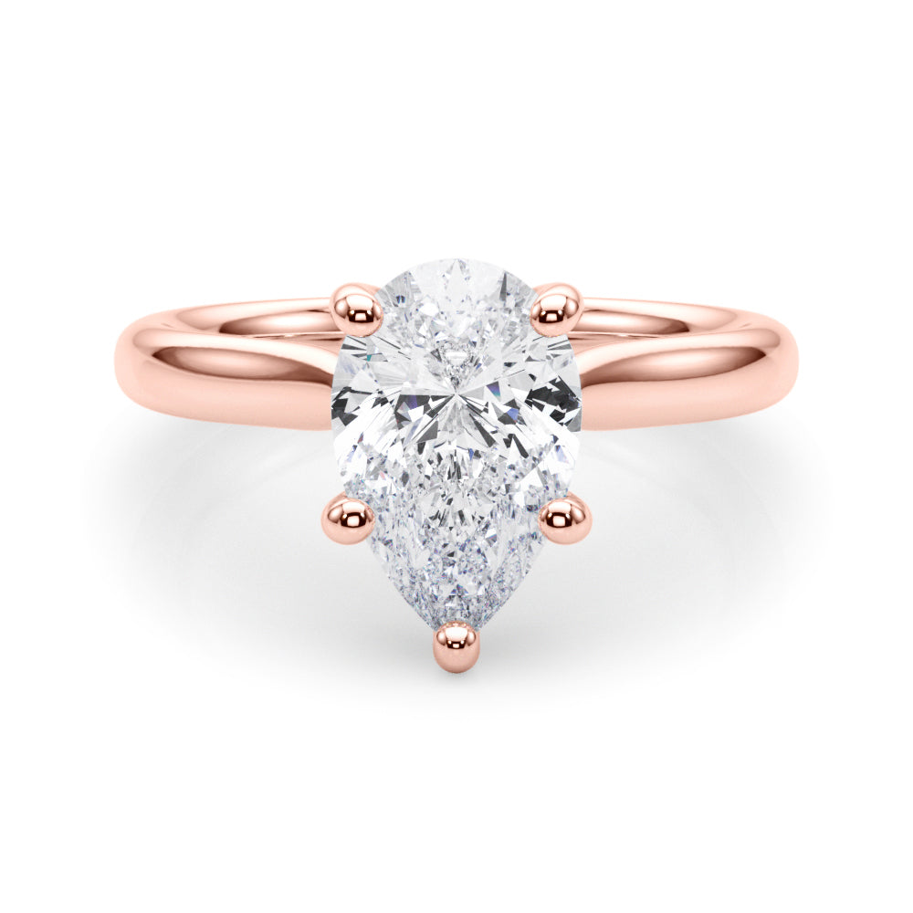 Regal Solitaire Shape Pear Diamond Engagement Ring — 9K/18K Gold & Platinum