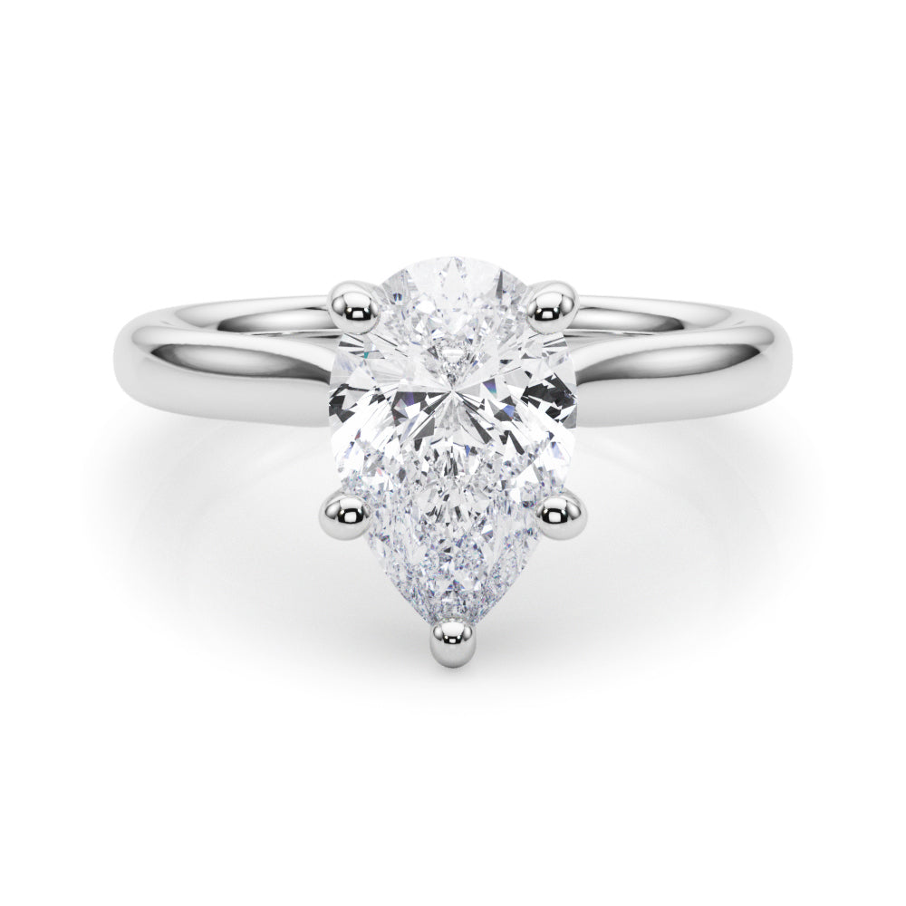 Regal Solitaire Shape Pear Diamond Engagement Ring — 9K/18K Gold & Platinum