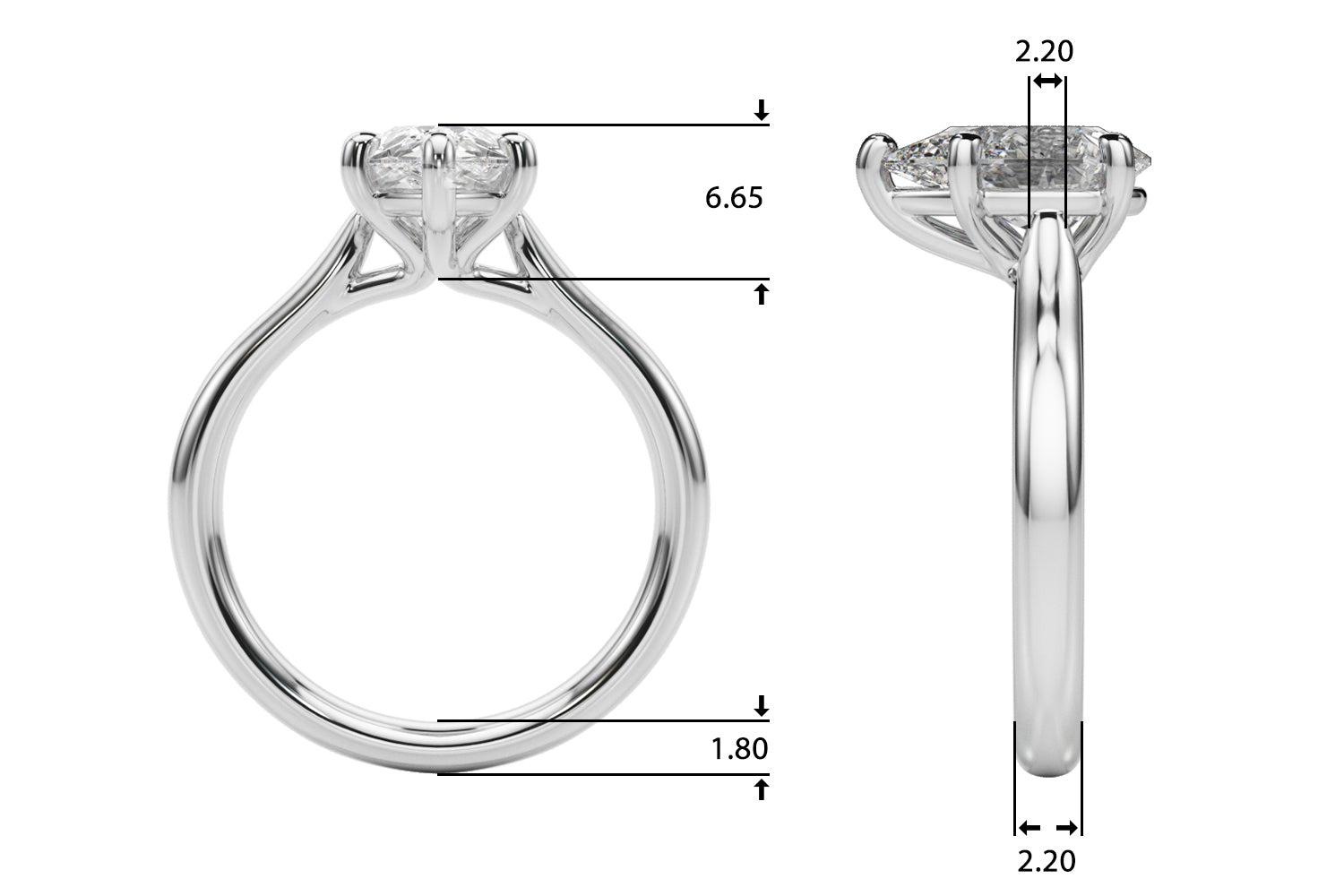 Regal Solitaire Shape Pear Diamond Engagement Ring — 9K/18K Gold & Platinum