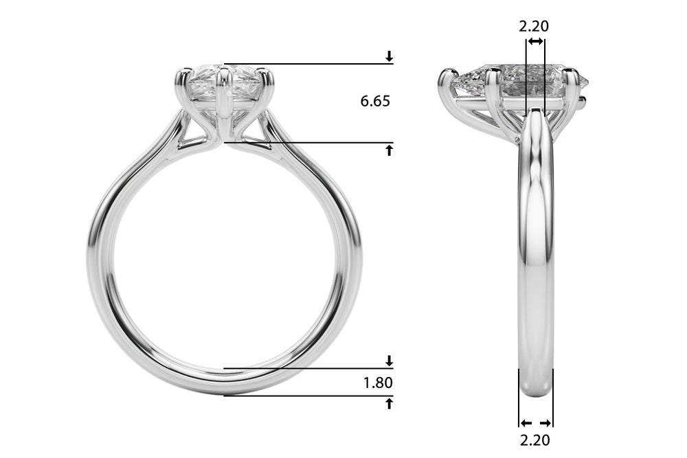 Regal Solitaire Shape Pear Diamond Engagement Ring — 9K/18K Gold & Platinum