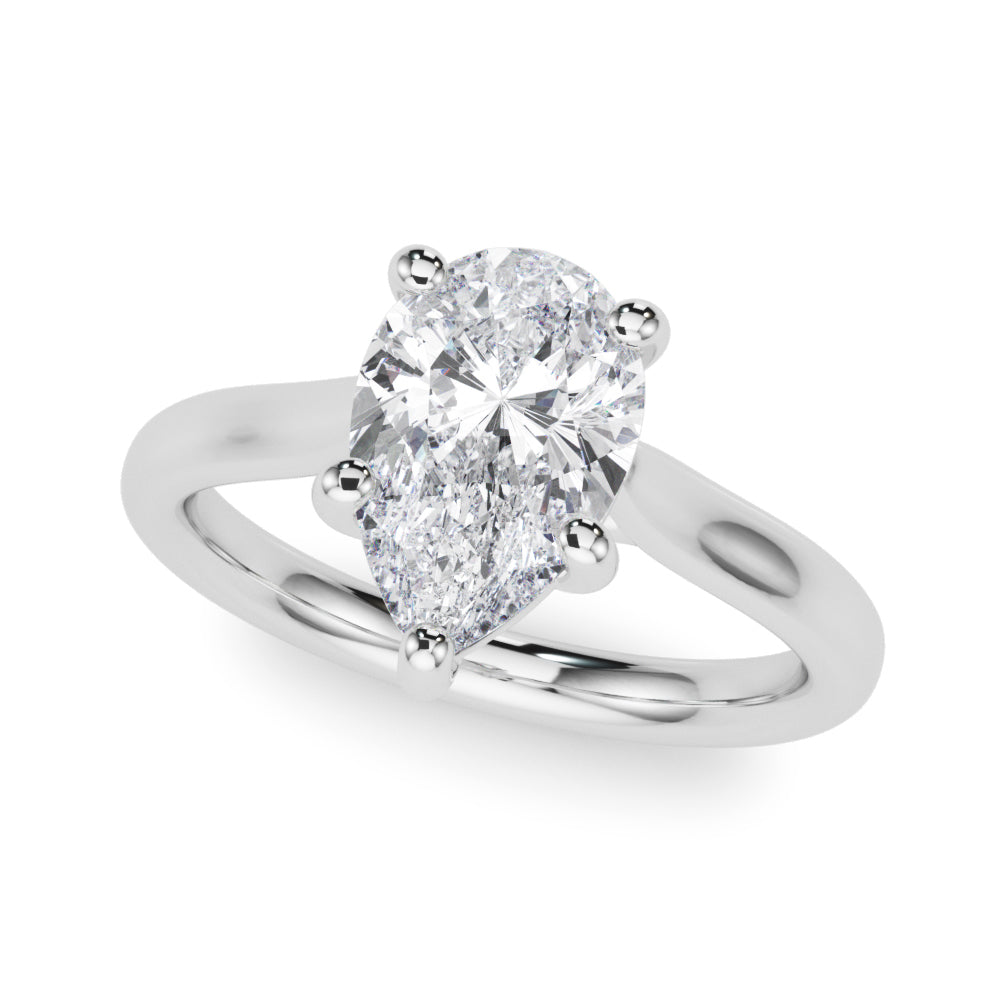 Regal Solitaire Shape Pear Diamond Engagement Ring — 9K/18K Gold & Platinum