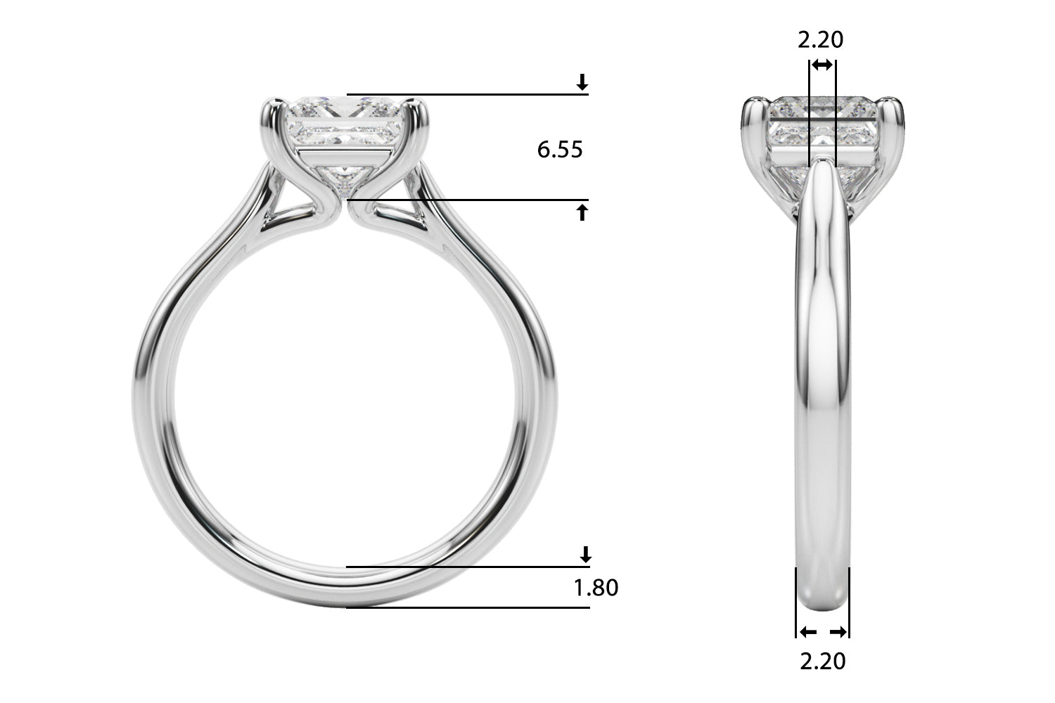 Sophisticated Solitaire Cut Princess Diamond Engagement Ring — 9K/18K Gold & Platinum