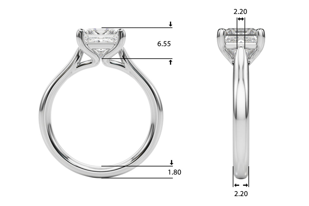 Sophisticated Solitaire Cut Princess Diamond Engagement Ring — 9K/18K Gold & Platinum