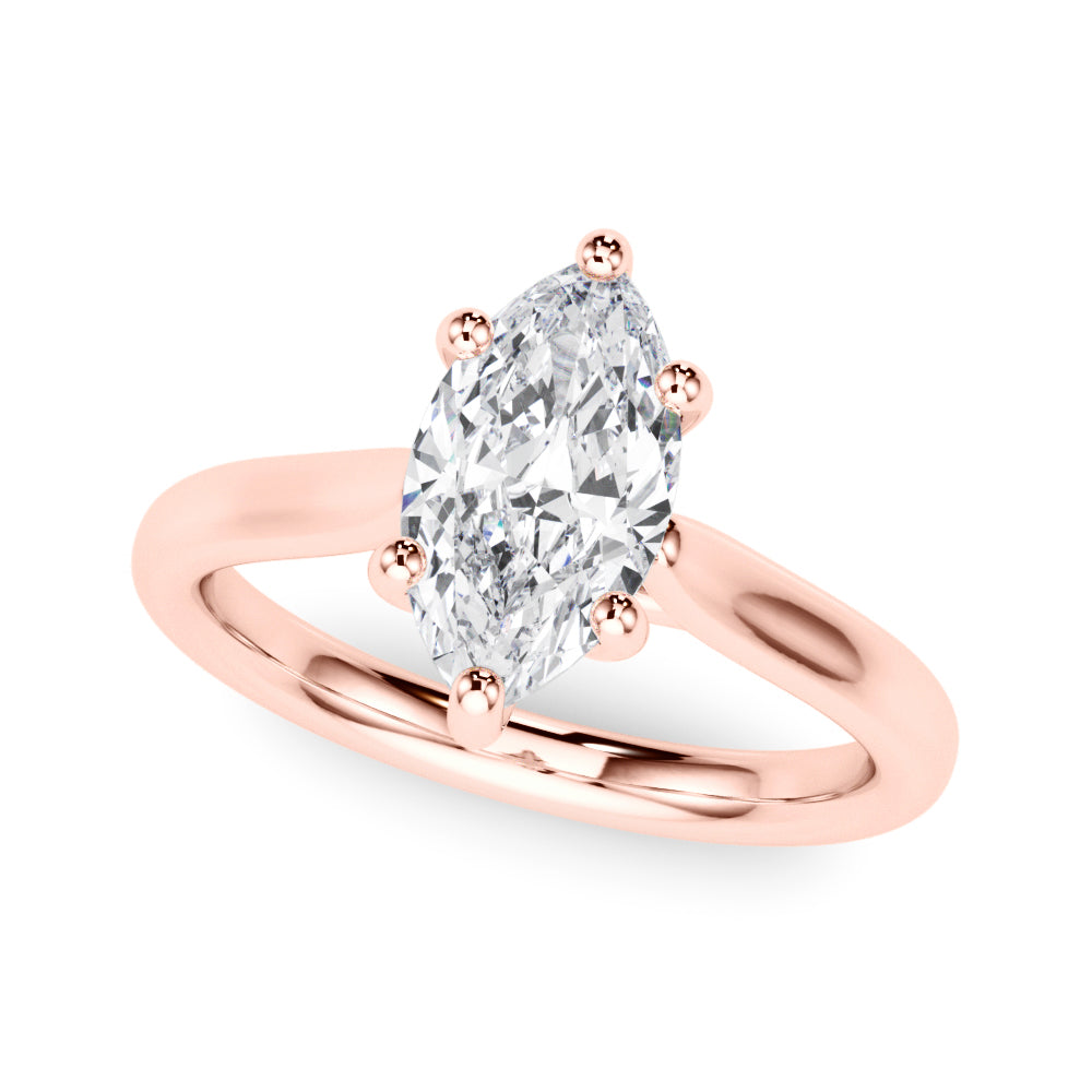 Lab-Grown D-VVS Marquise Cut Diamond 6-Prong Solitaire Engagement Ring.