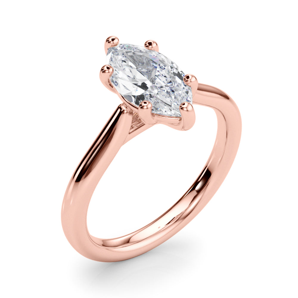 Eternal Solitaire Marquise Diamond Engagement Ring — 9K/18K Gold & Platinum