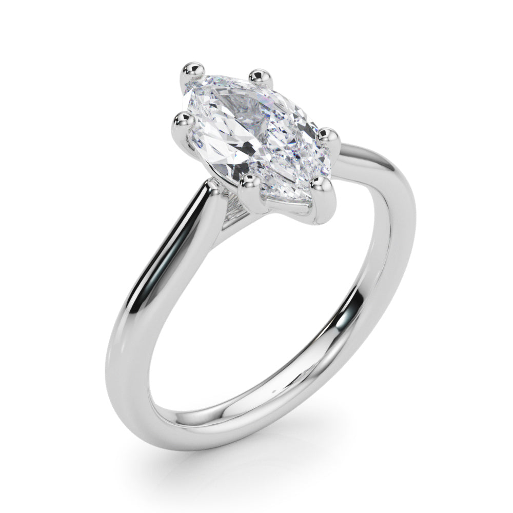 Lab-Grown D-VVS Marquise Cut Diamond 6-Prong Solitaire Engagement Ring.