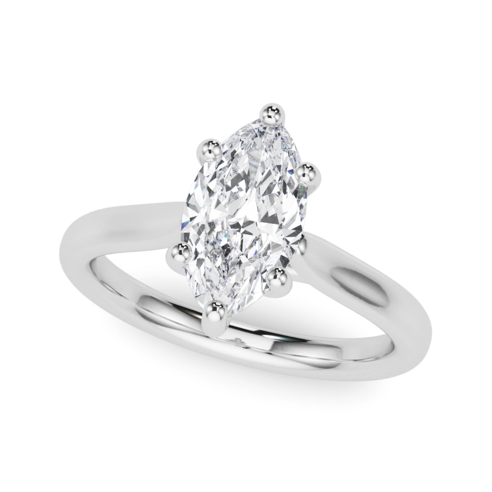 Lab-Grown D-VVS Marquise Cut Diamond 6-Prong Solitaire Engagement Ring.