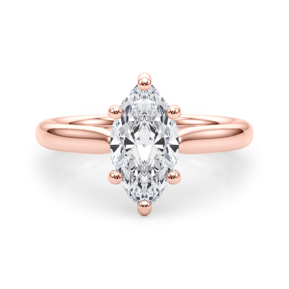 Lab-Grown D-VVS Marquise Cut Diamond 6-Prong Solitaire Engagement Ring.