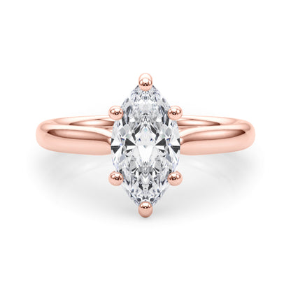 Lab-Grown D-VVS Marquise Cut Diamond 6-Prong Solitaire Engagement Ring.