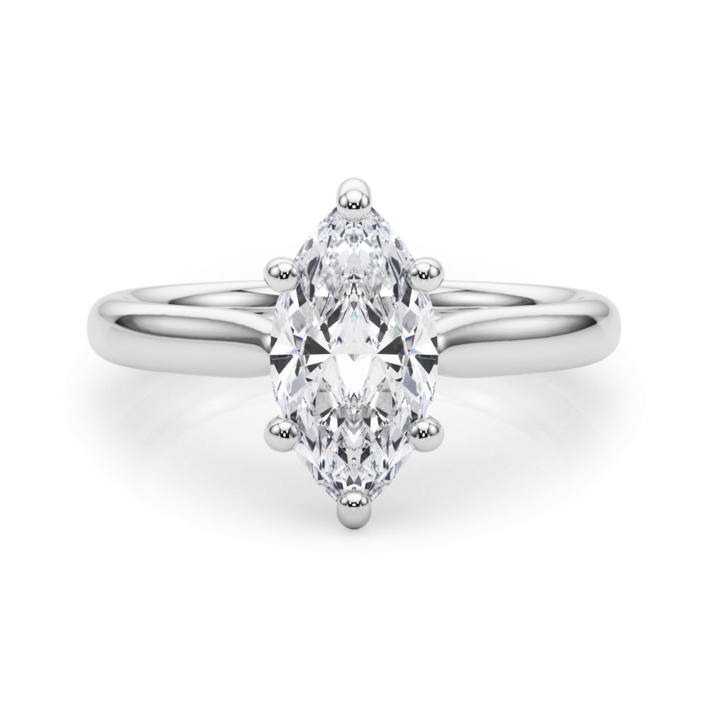 Lab-Grown D-VVS Marquise Cut Diamond 6-Prong Solitaire Engagement Ring.