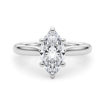 Lab-Grown D-VVS Marquise Cut Diamond 6-Prong Solitaire Engagement Ring.