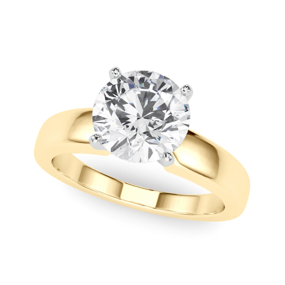 Radiant Solitaire Round Diamond Engagement Ring — 9K/18K Gold & Platinum