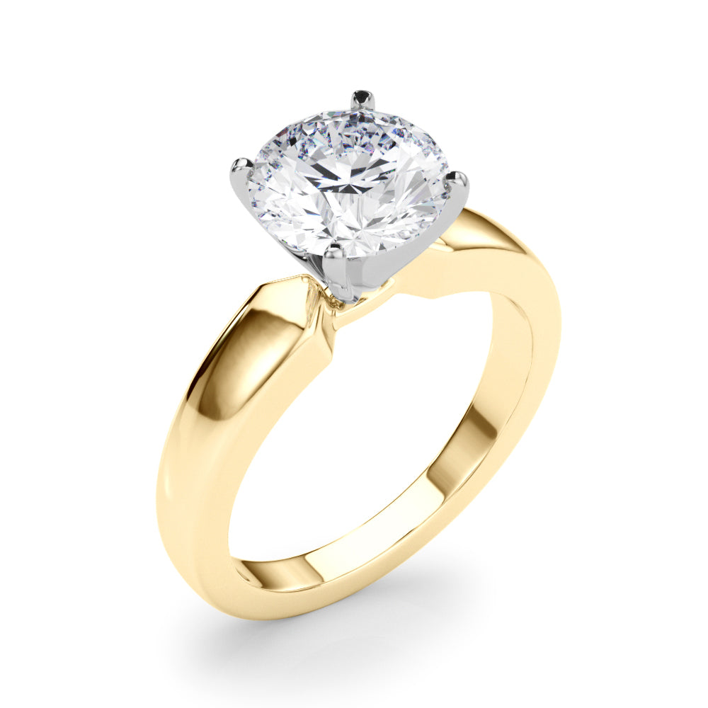 Radiant Solitaire Round Diamond Engagement Ring — 9K/18K Gold & Platinum