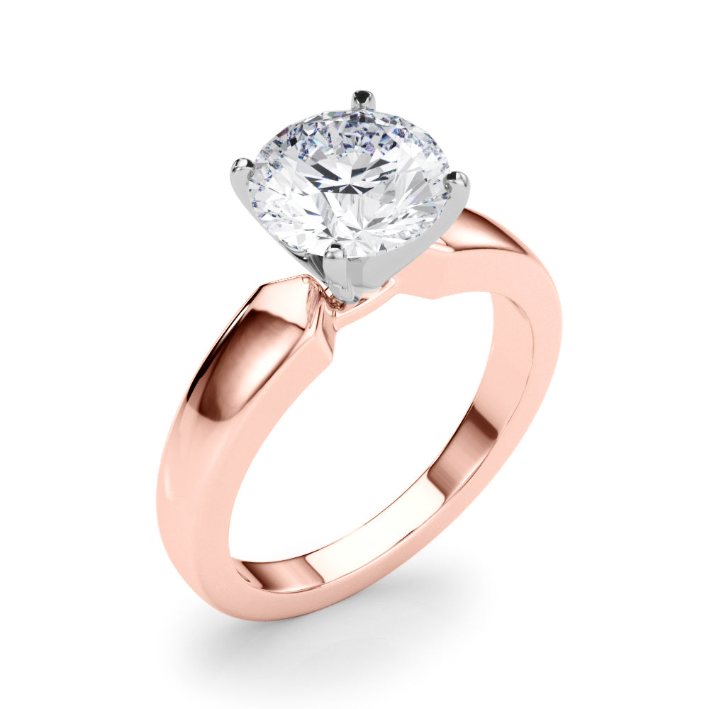 Radiant Solitaire Round Diamond Engagement Ring — 9K/18K Gold & Platinum