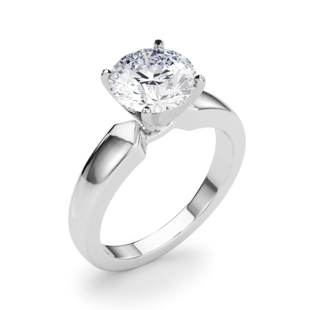 Radiant Solitaire Round Diamond Engagement Ring — 9K/18K Gold & Platinum