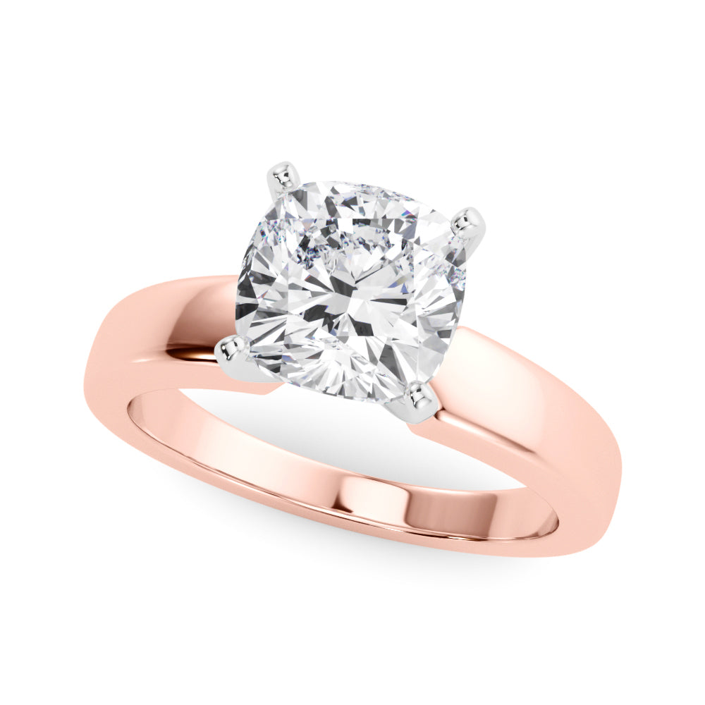 Radiant Solitaire Round Diamond Engagement Ring — 9K/18K Gold & Platinum