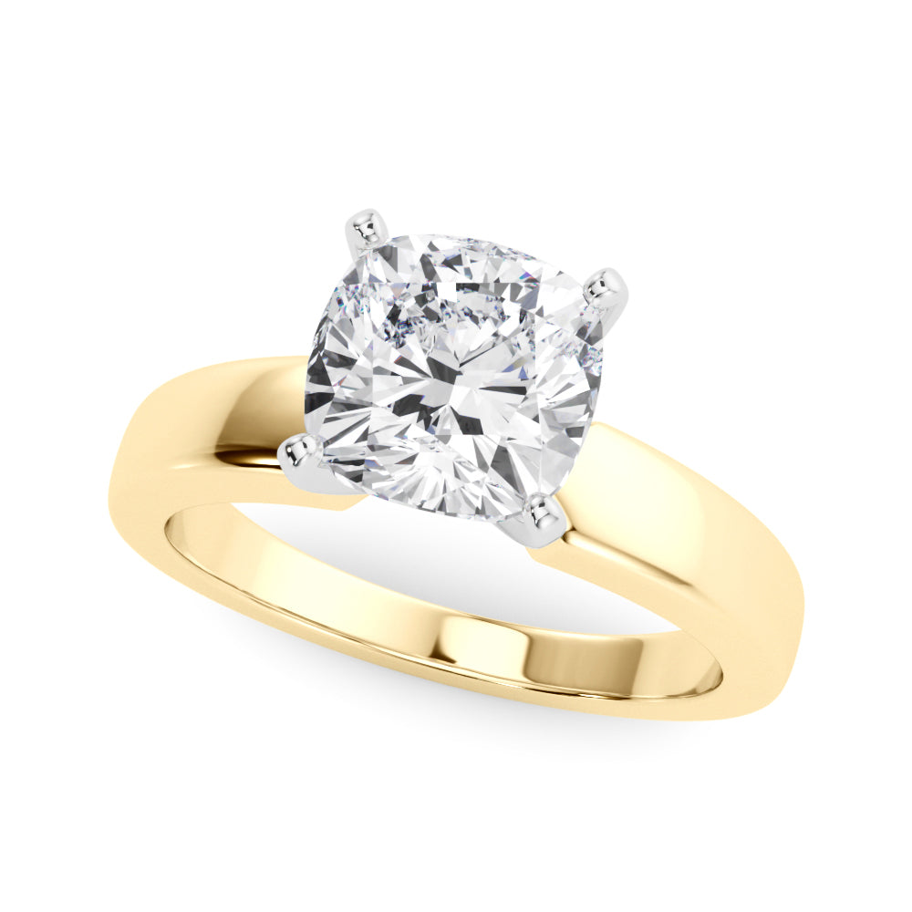 Radiant Solitaire Round Diamond Engagement Ring — 9K/18K Gold & Platinum