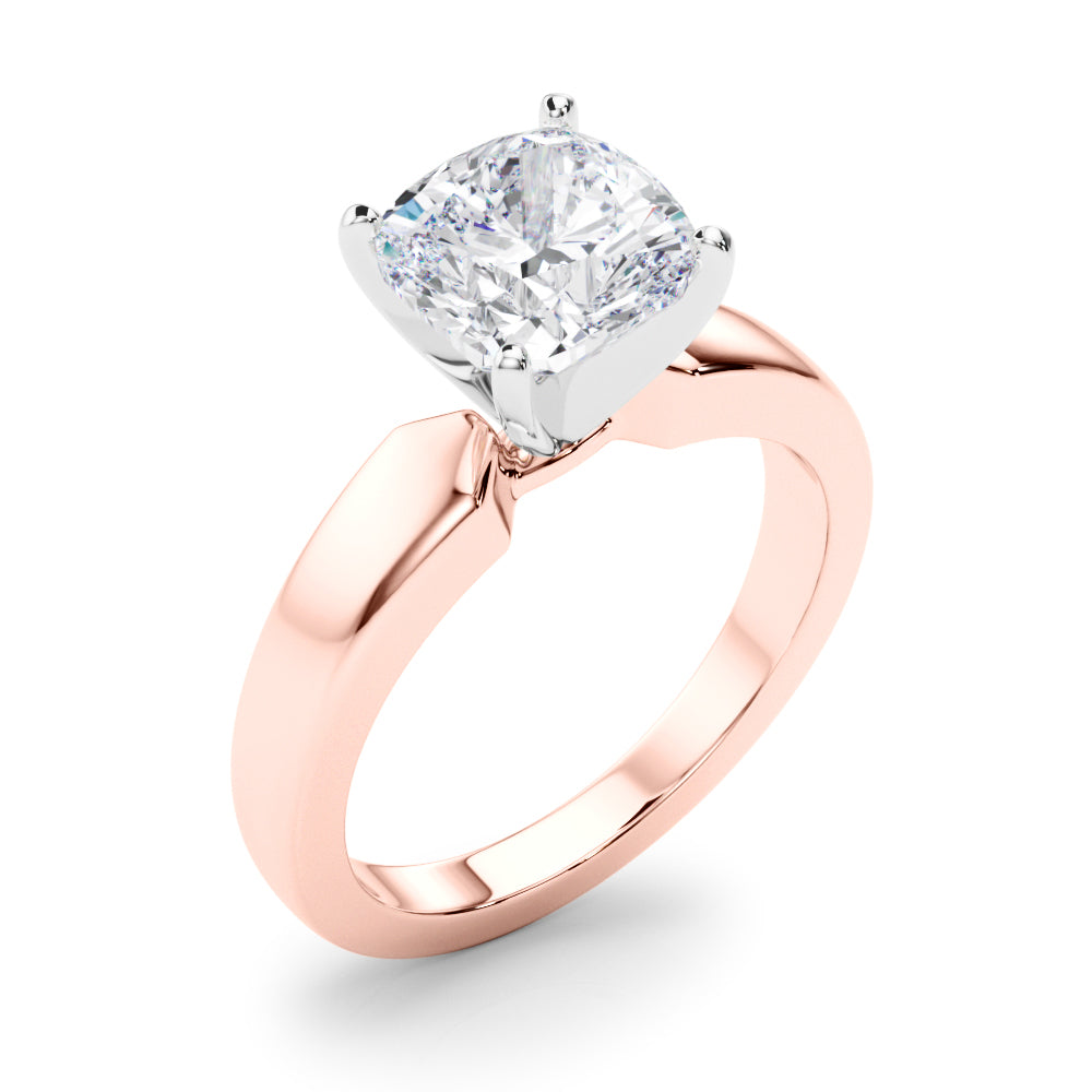 Radiant Solitaire Round Diamond Engagement Ring — 9K/18K Gold & Platinum