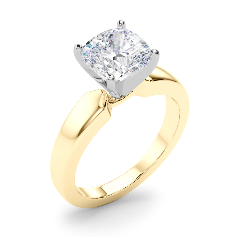 Radiant Solitaire Round Diamond Engagement Ring — 9K/18K Gold & Platinum