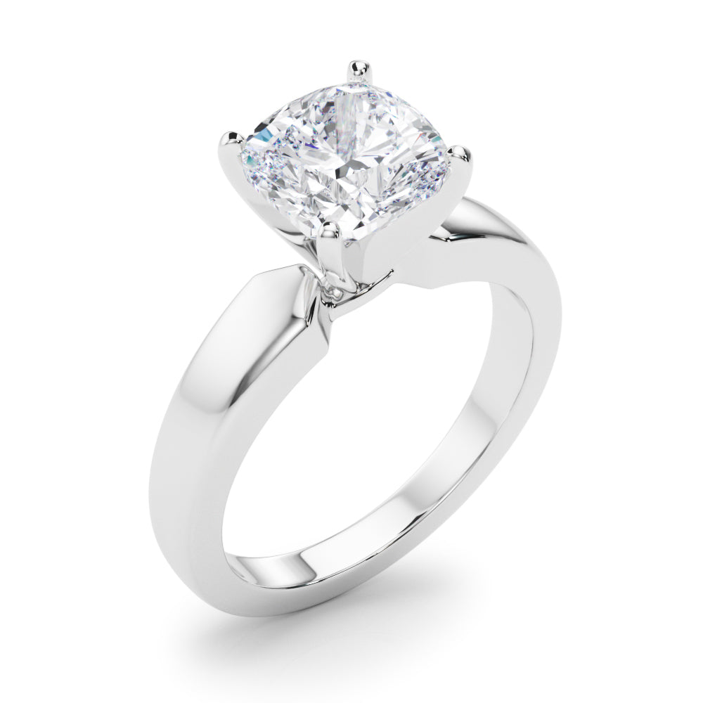Radiant Solitaire Round Diamond Engagement Ring — 9K/18K Gold & Platinum