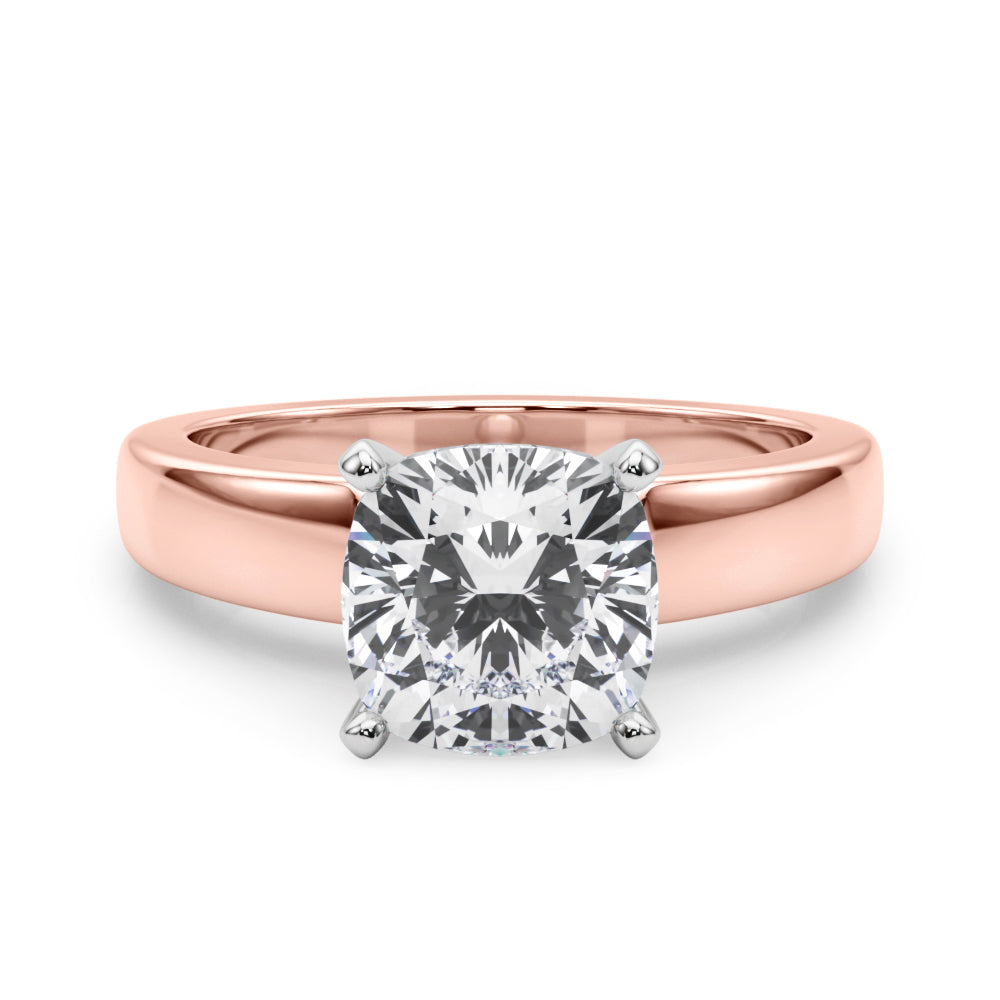 Radiant Solitaire Round Diamond Engagement Ring — 9K/18K Gold & Platinum