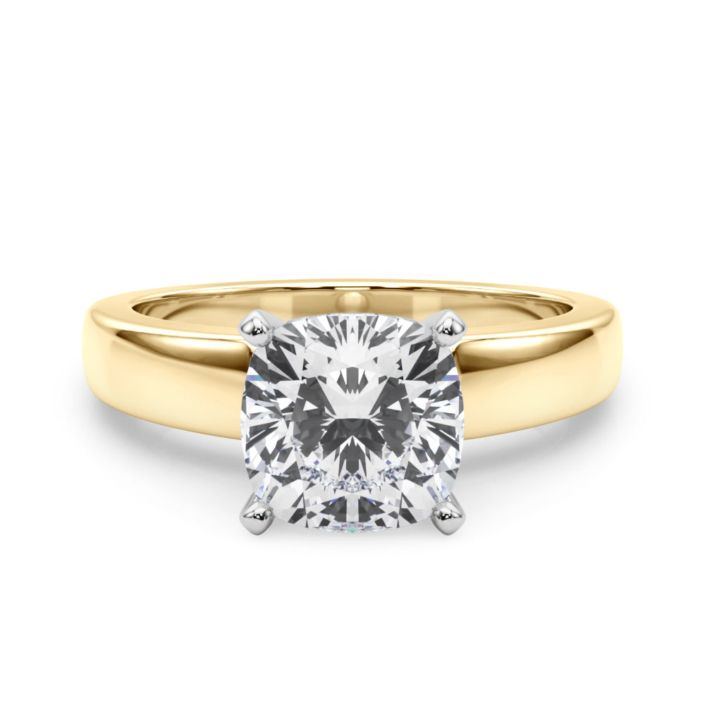 Radiant Solitaire Round Diamond Engagement Ring — 9K/18K Gold & Platinum
