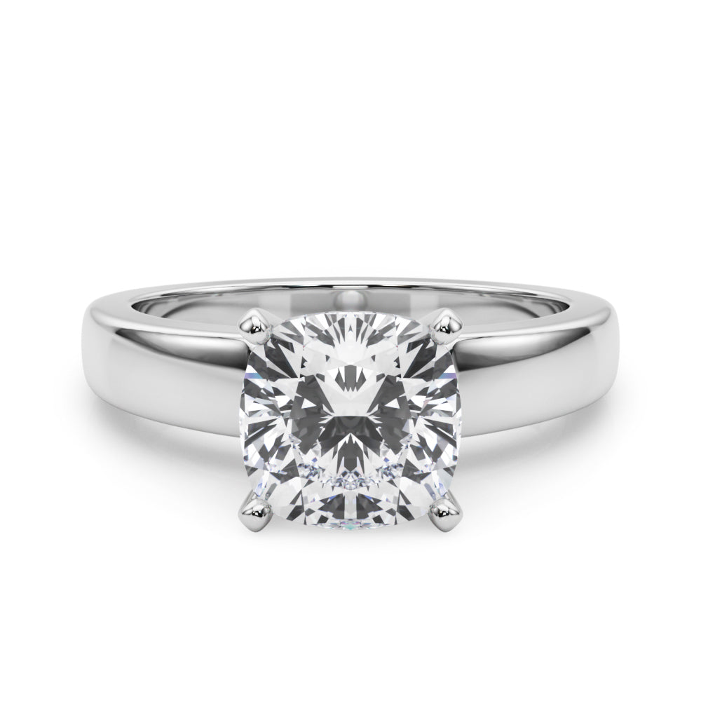 Radiant Solitaire Round Diamond Engagement Ring — 9K/18K Gold & Platinum