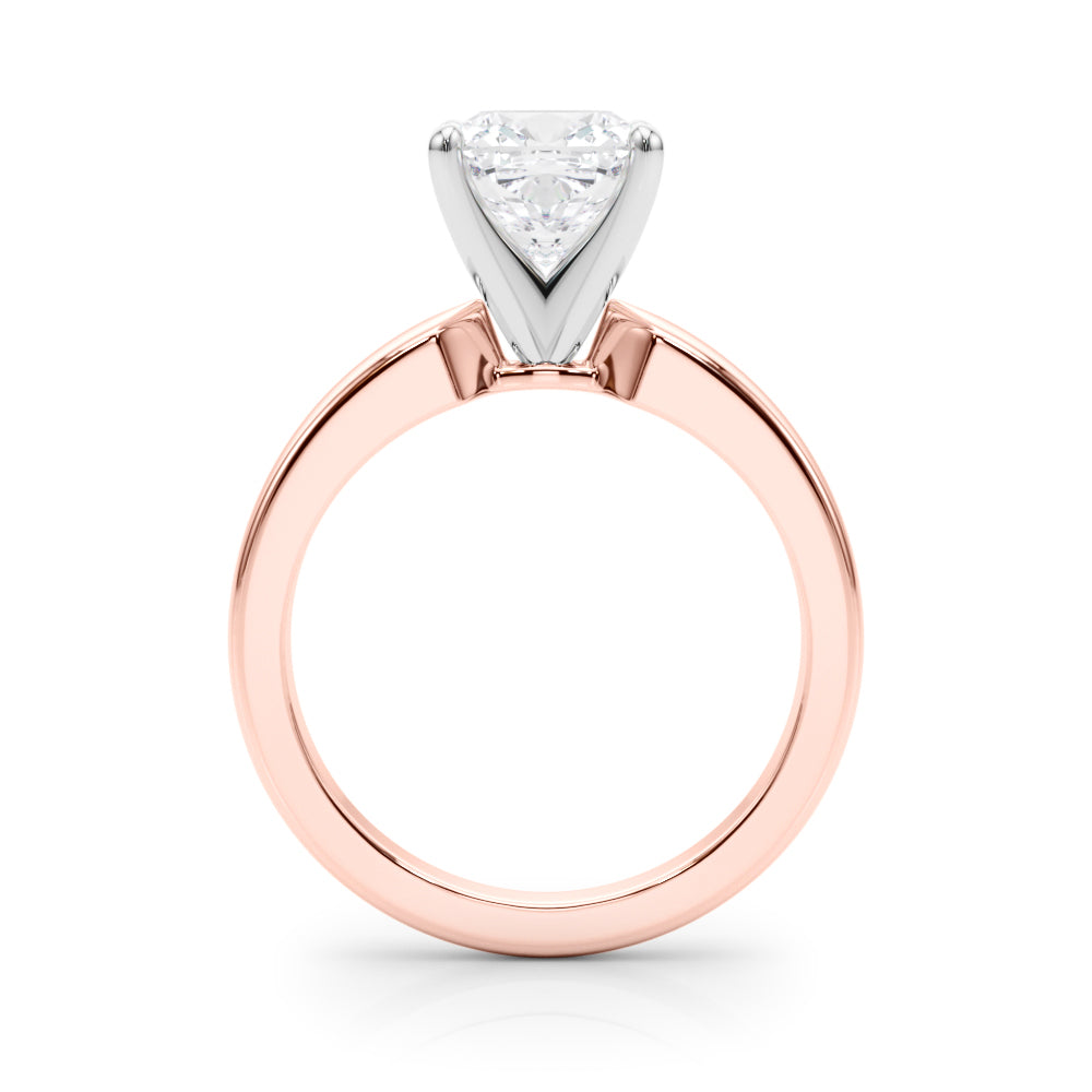 Radiant Solitaire Round Diamond Engagement Ring — 9K/18K Gold & Platinum
