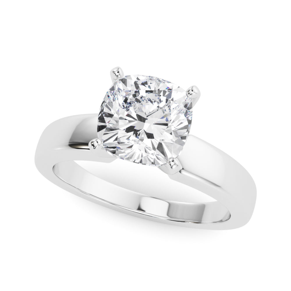 Radiant Solitaire Round Diamond Engagement Ring — 9K/18K Gold & Platinum