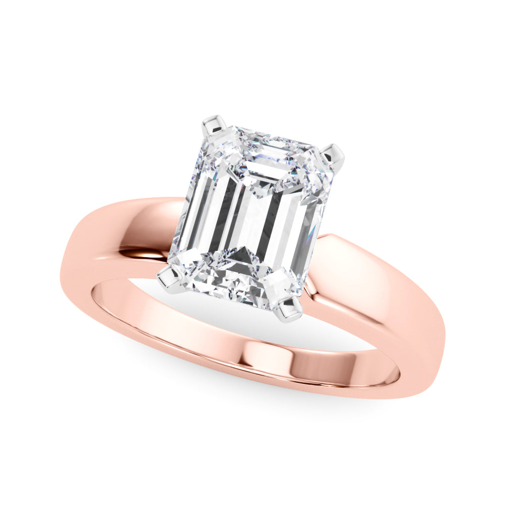 Radiant Solitaire Round Diamond Engagement Ring — 9K/18K Gold & Platinum