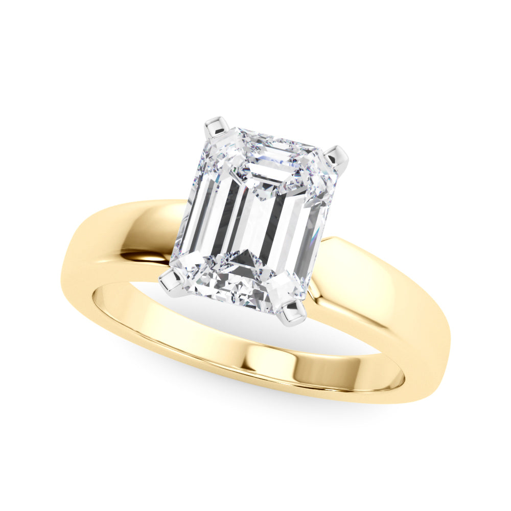 Radiant Solitaire Round Diamond Engagement Ring — 9K/18K Gold & Platinum