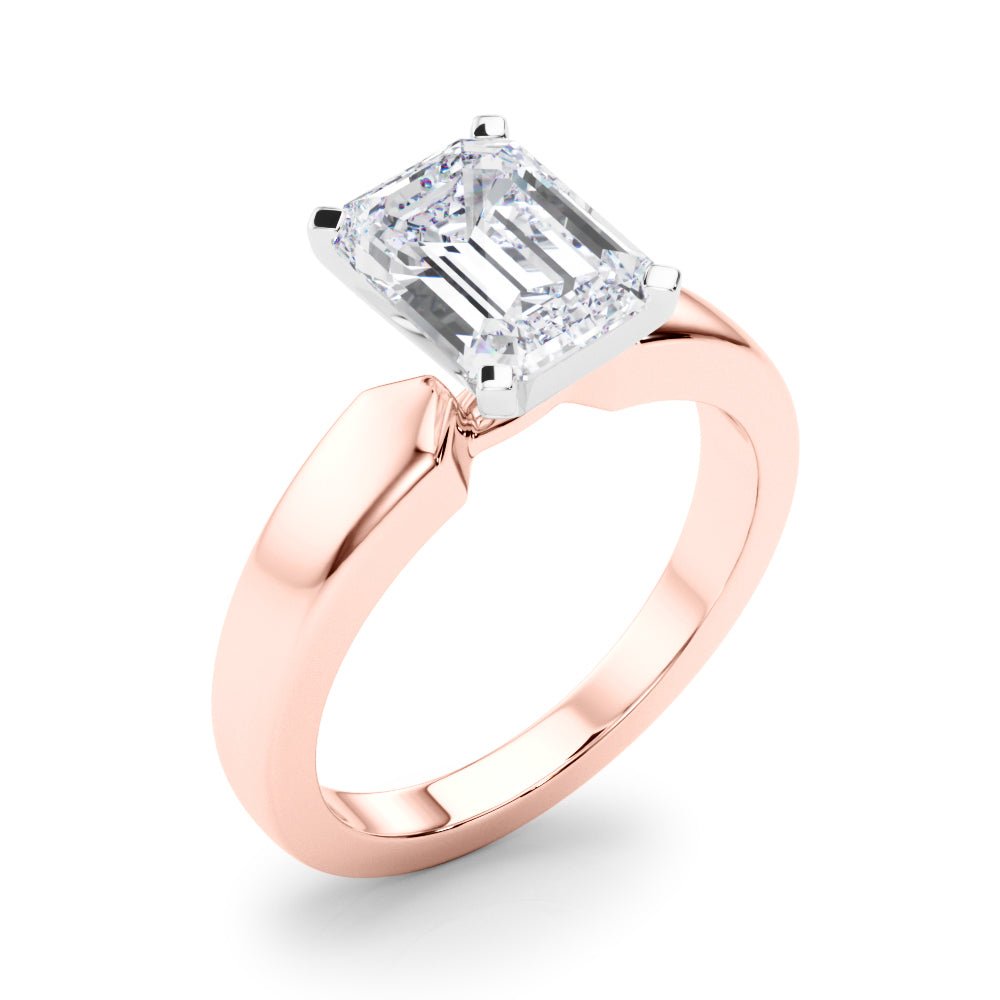 Radiant Solitaire Round Diamond Engagement Ring — 9K/18K Gold & Platinum