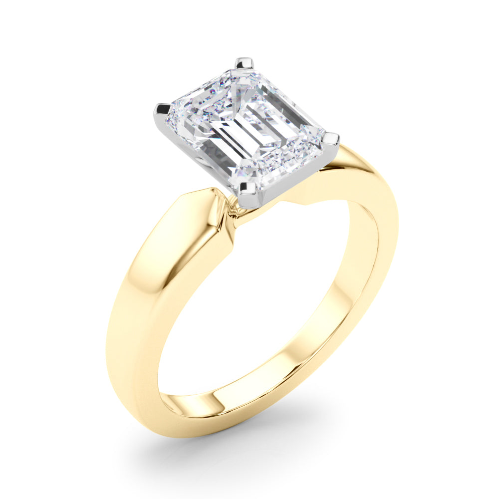 Radiant Solitaire Round Diamond Engagement Ring — 9K/18K Gold & Platinum