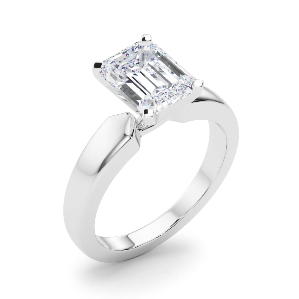 Radiant Solitaire Round Diamond Engagement Ring — 9K/18K Gold & Platinum