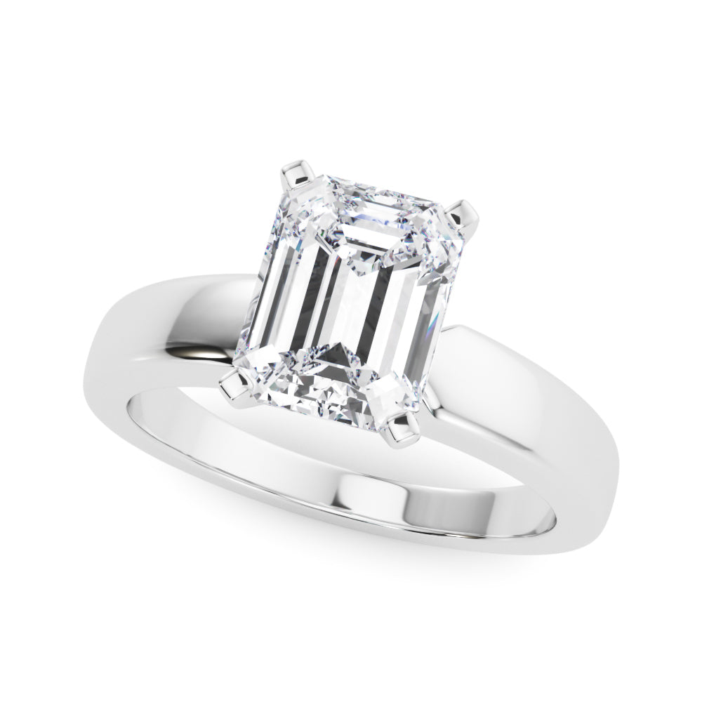 Radiant Solitaire Round Diamond Engagement Ring — 9K/18K Gold & Platinum