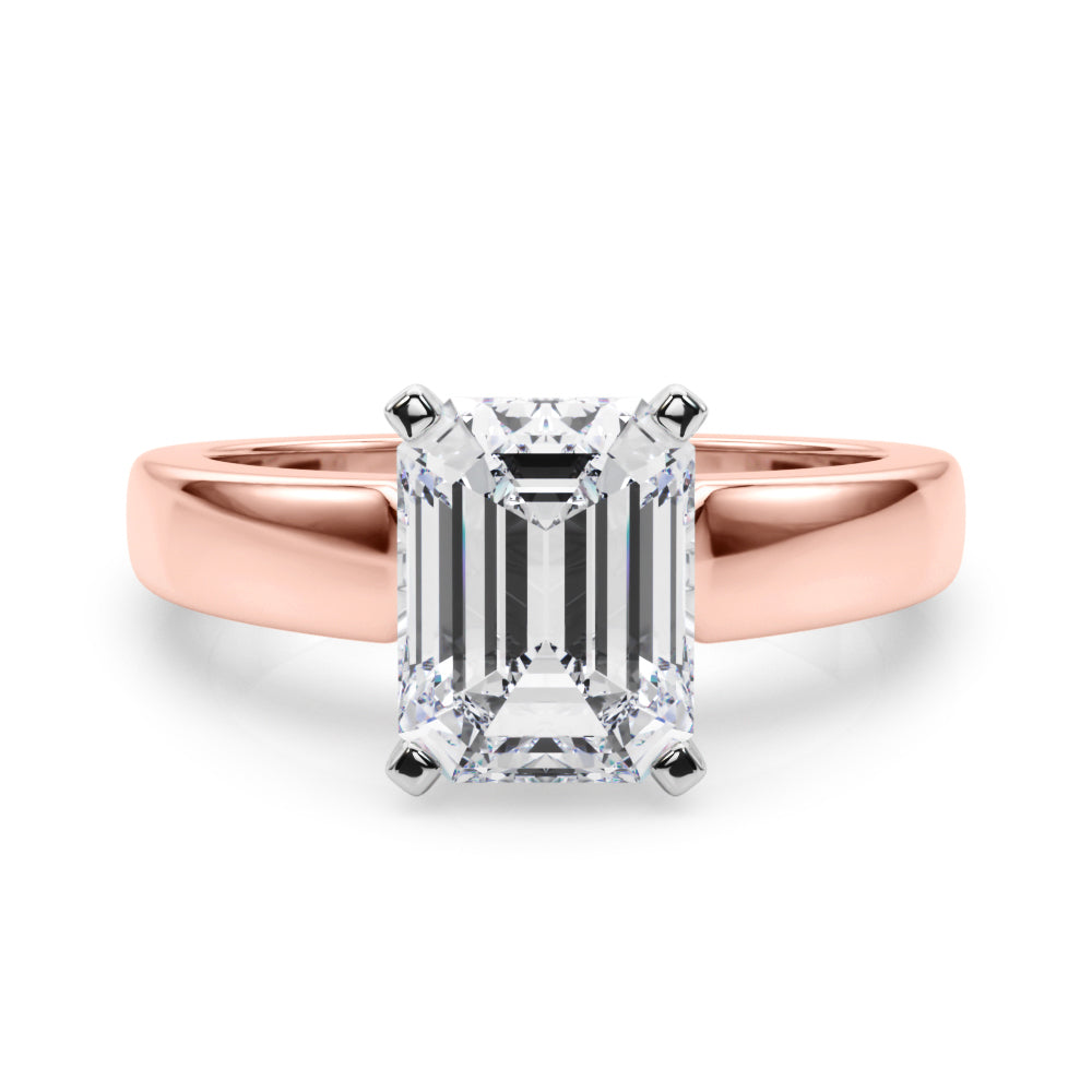 Radiant Solitaire Round Diamond Engagement Ring — 9K/18K Gold & Platinum