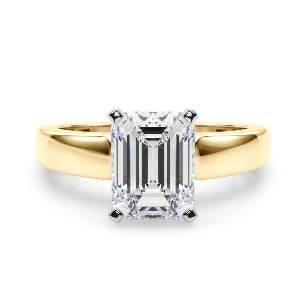Radiant Solitaire Round Diamond Engagement Ring — 9K/18K Gold & Platinum