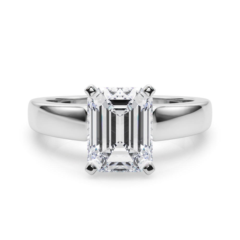 Radiant Solitaire Round Diamond Engagement Ring — 9K/18K Gold & Platinum