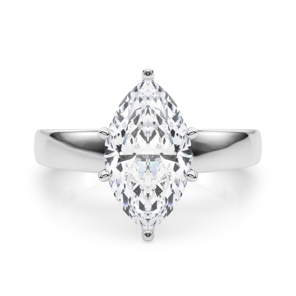 Radiant Solitaire Round Diamond Engagement Ring — 9K/18K Gold & Platinum