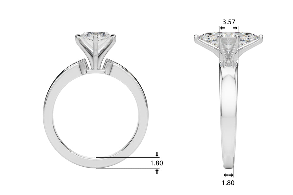 Radiant Solitaire Round Diamond Engagement Ring — 9K/18K Gold & Platinum