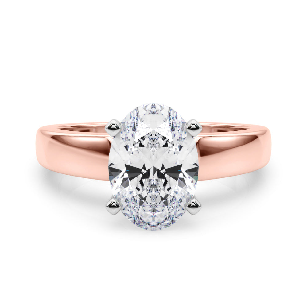 Radiant Solitaire Round Diamond Engagement Ring — 9K/18K Gold & Platinum