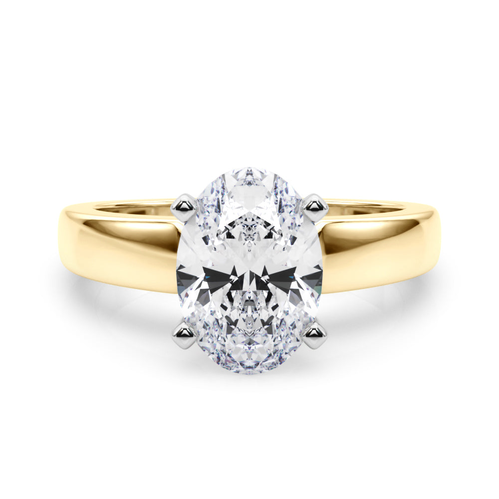Radiant Solitaire Round Diamond Engagement Ring — 9K/18K Gold & Platinum